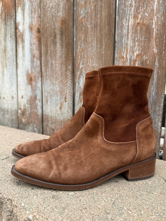 Aquatalia Shoes - Aquatalia Women’s Brown Leather Sock Ankle Boot Side Zip Almond Toe Size 7